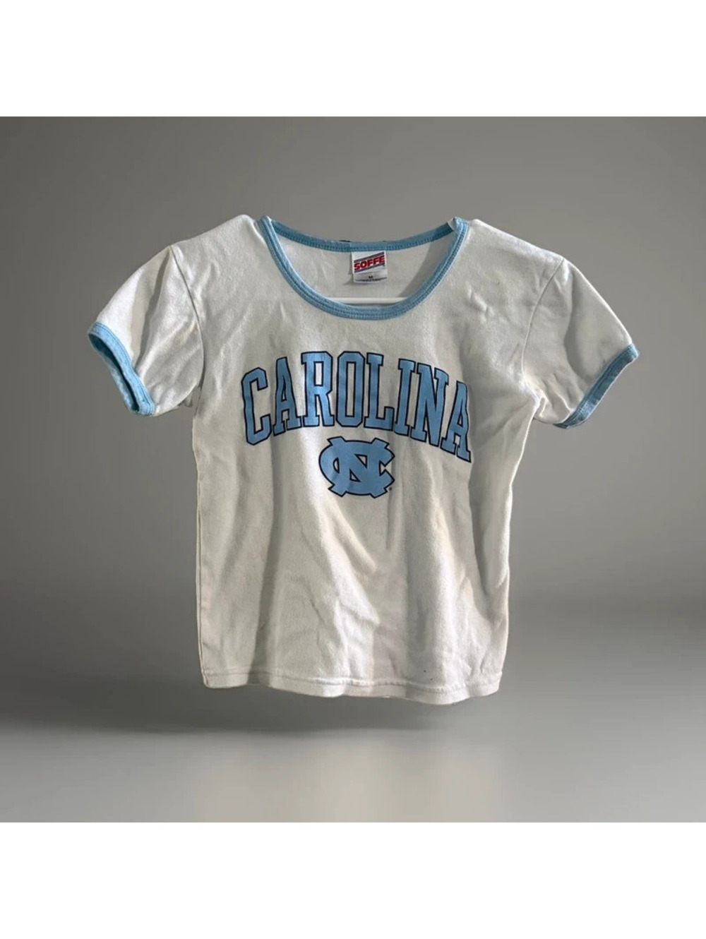 UNC Tar Heels Carolina Women’s M Ringer T Shirt Söffe White Blue 100% Cotton